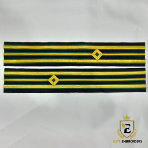 Custom Gold & Green Specialty Rank Cuff Insignia with Diamond