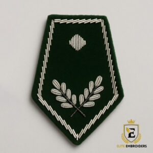 Bullion Officer Shoulder Slides (Pair) - 4-Stripe Gold/Green with Diamond