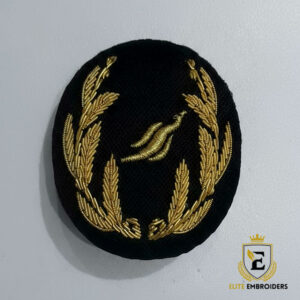 Hand Embroidery Pilot Cap Badge - Gold Wreath & Corporate Logo
