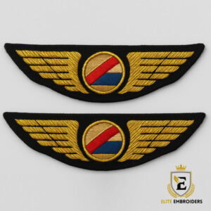 Hand Embroidery Wing (Pair): Co-Pilot Tri-Color Center Badges