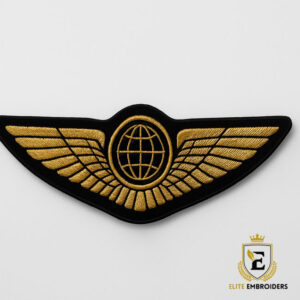 Hand Embroidery Wing: Premium Global Captain Bullion Badge