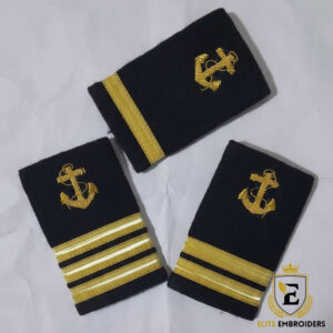 Set of Naval Officer Rank Slides with Gold Anchor Emblems (Mixed Stripes)