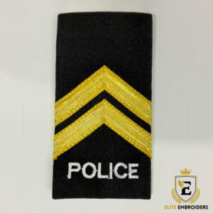 Police Sergeant Rank Slide - Gold Chevrons on Black with 'POLICE' Text