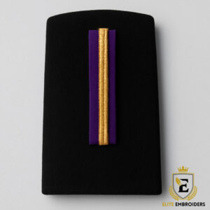 Broad Black Rank Slide with Single Vertical Purple and Gold Stripe