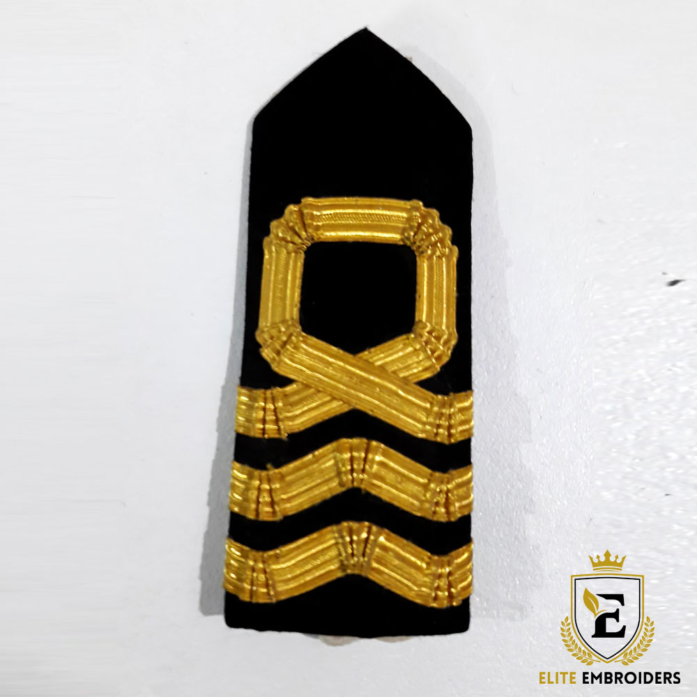 Pair of Senior Naval Officer Rank Slides (Gold Curl & Stripes)